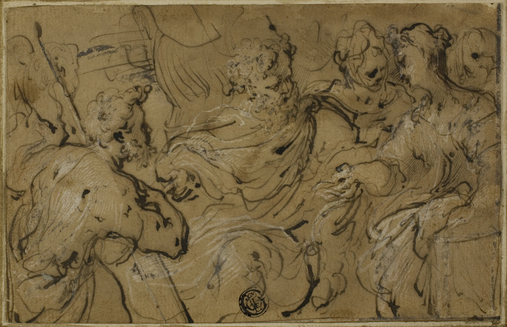 Esther before Ahasuerus or Solomon and Sheba with Cross from Wood of Adam's Tomb