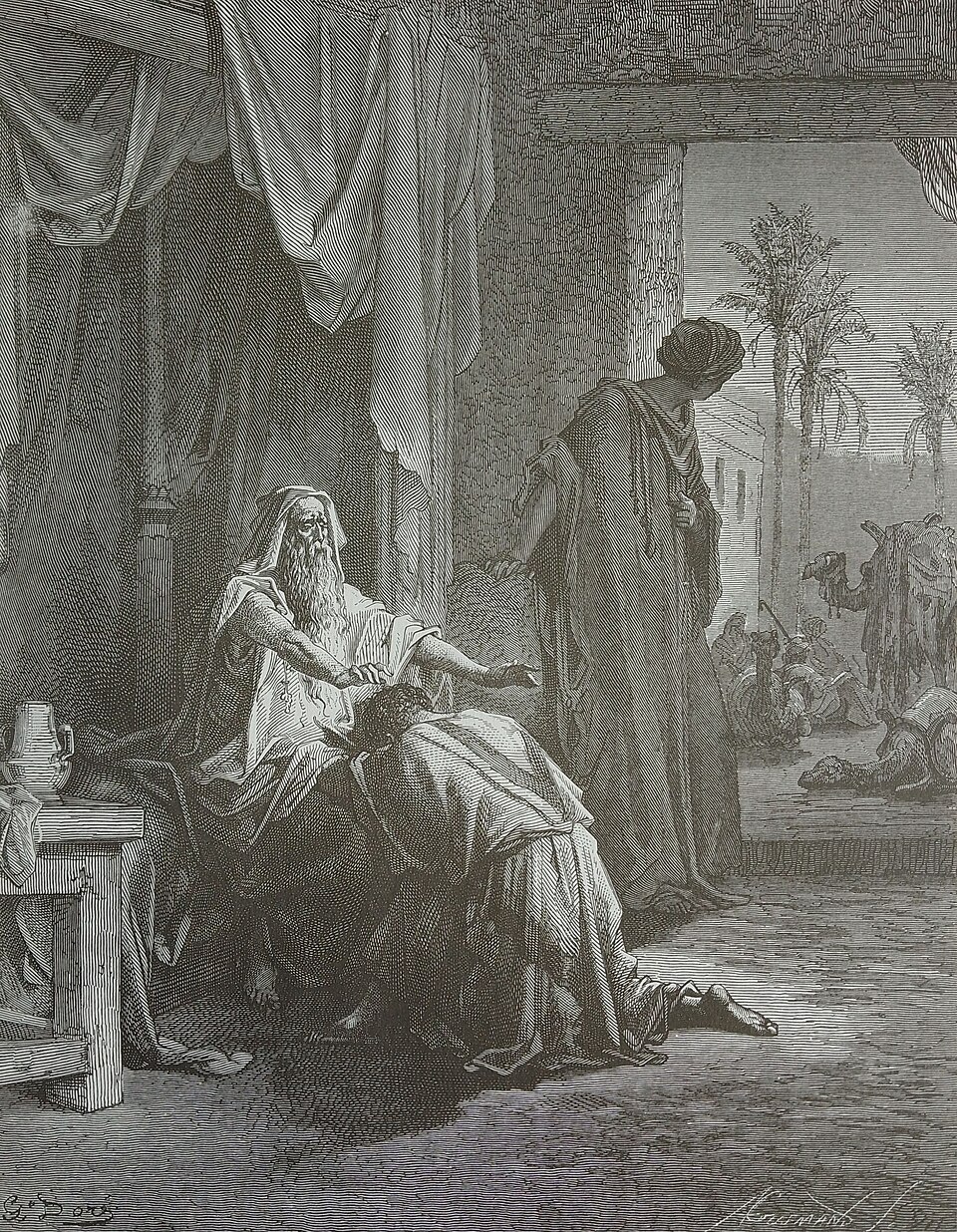 도레 성경 판화 20: Isaac Blessing Jacob