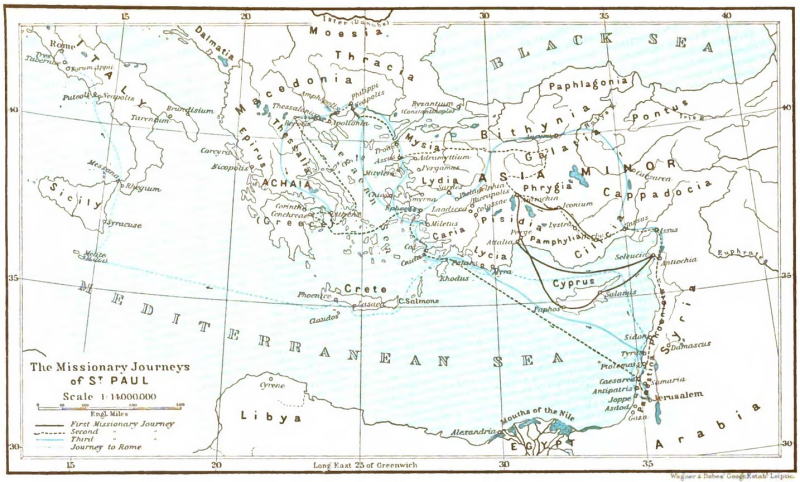 Map of the Missionary Journeys of St. Paul