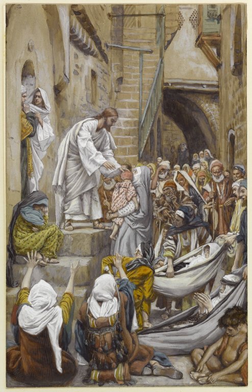 티소 성경 삽화: All the City Was Gathered at His Door (Toute la ville étant à sa porte)