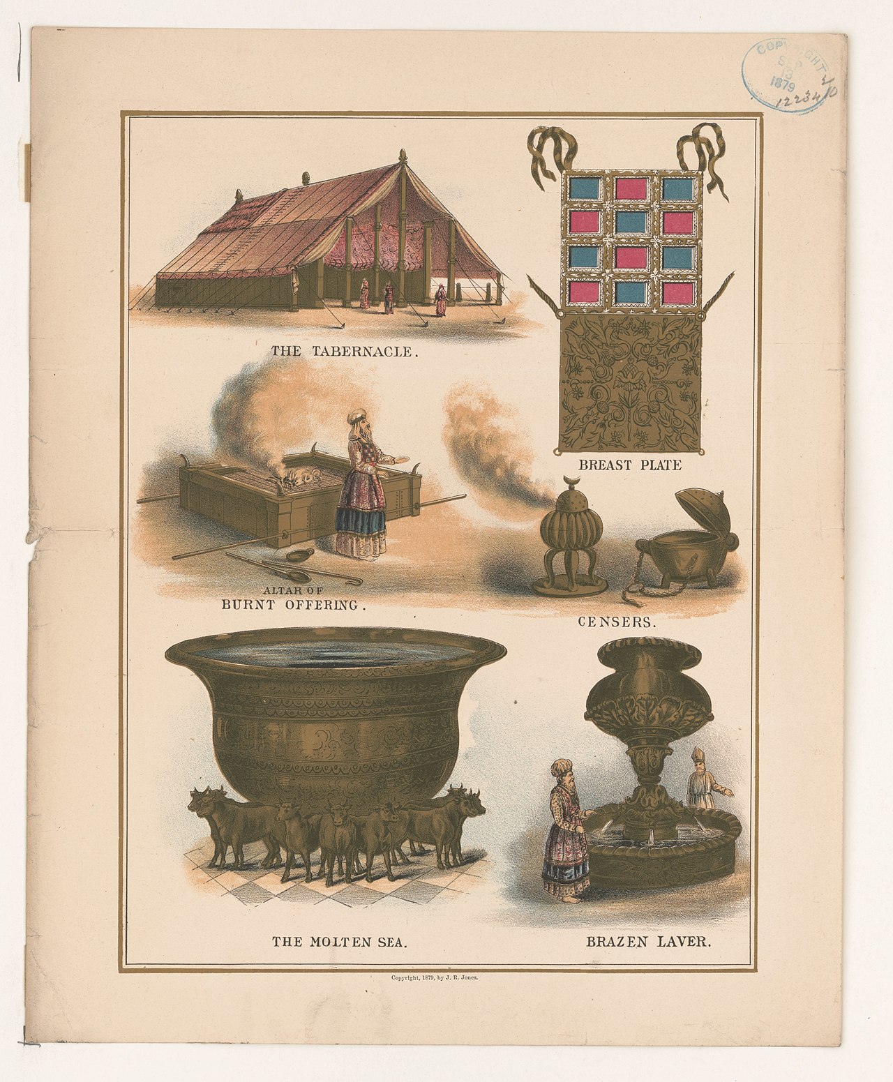 성막과 번제단·기물 채색 도해 (J. R. Jones, 1879)